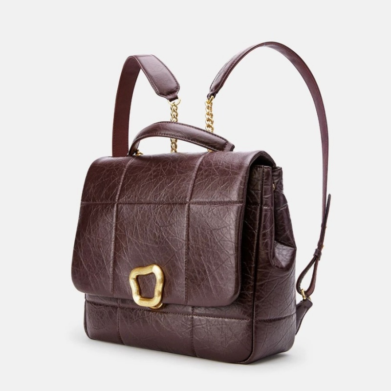 Songmont Medium Chocolate Backpack Burgundy | CANADA CHYSBF