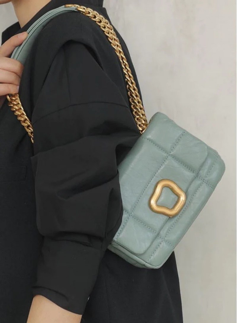 Songmont Small Chocolate Shoulder Bag Turquoise | CANADA TMENXU